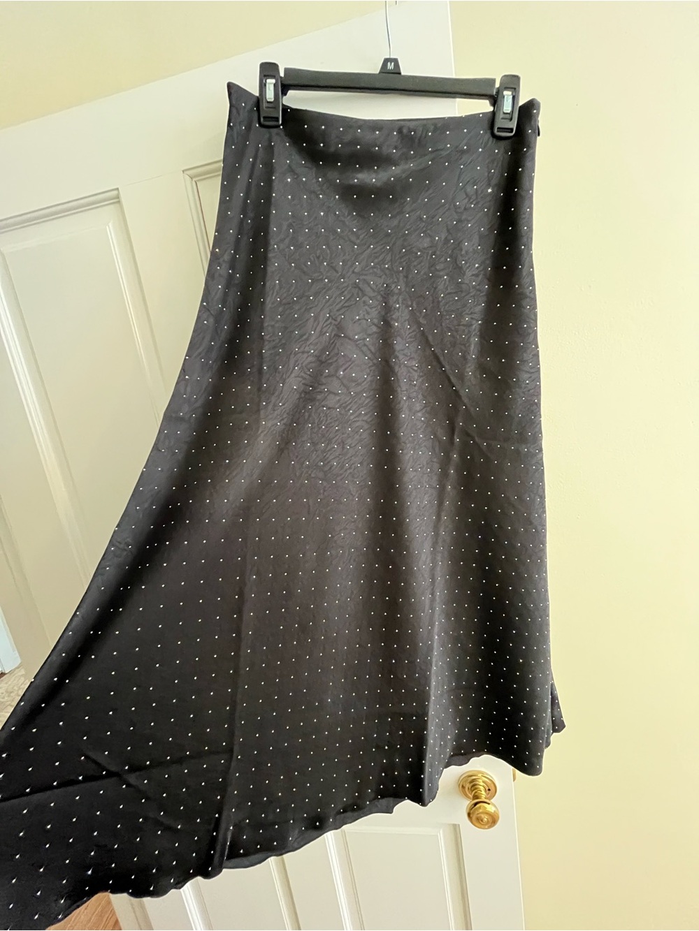 Steve Madden Black Satin Maxi Skirt with Silver Studs. GORGEOUS! Medium NWT